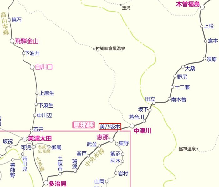中央リニア新幹線：岐阜県駅周辺路線図