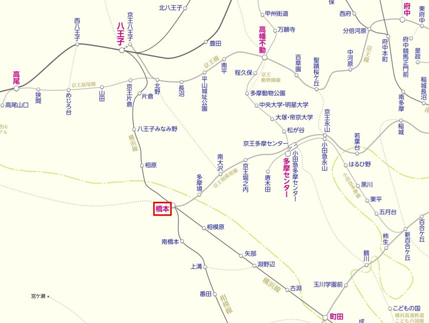 中央リニア新幹線：神奈川県駅周辺路線図