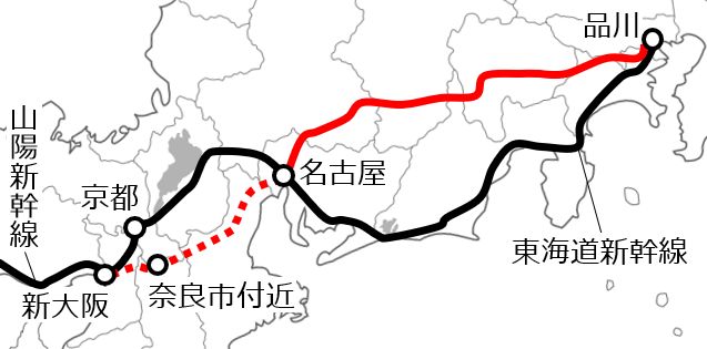 中央リニア新幹線：ルート（朝日新聞）